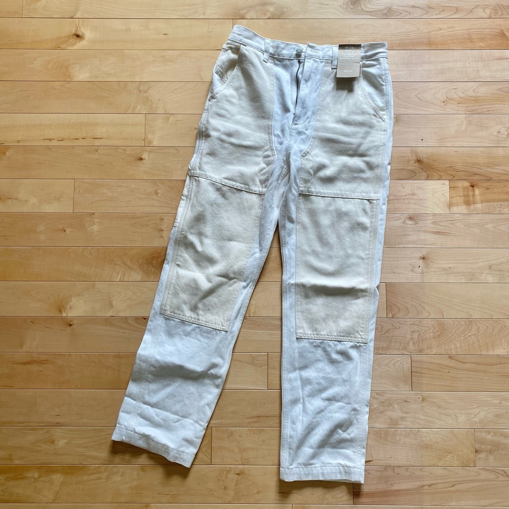 Madewell Cream Patchwork Utility Jeans - Picture 1 of 9